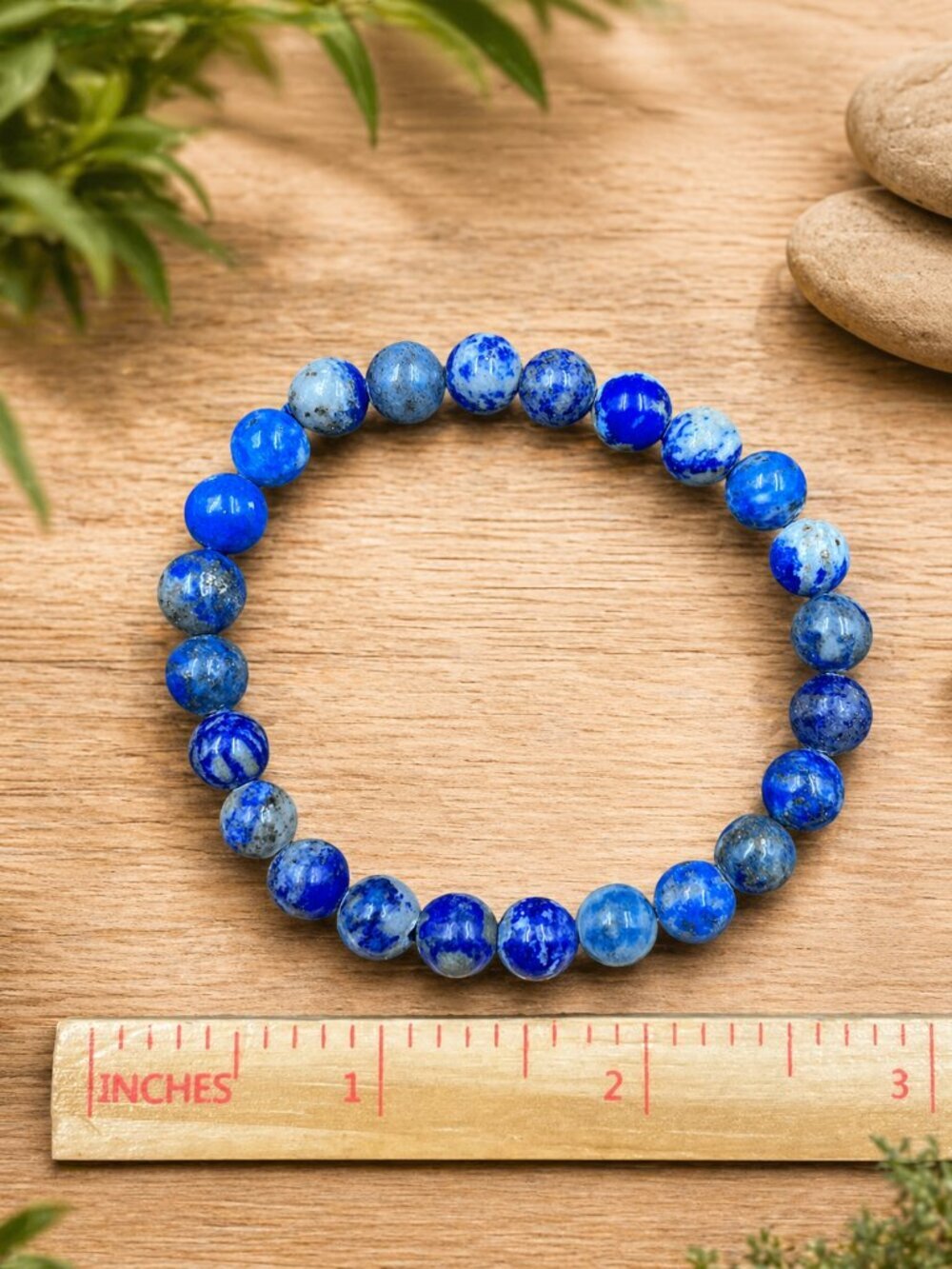Lapis Lazuli Gemstone Stretch Bracelet | Handmade - Picture 6 of 6